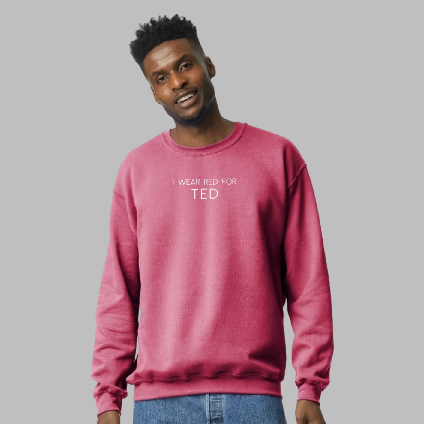 I Wear Red for Ted - ADULT CREW - Heathered Red