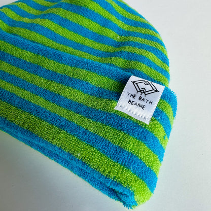 Turquoise & Green Stripe Bath Beanie