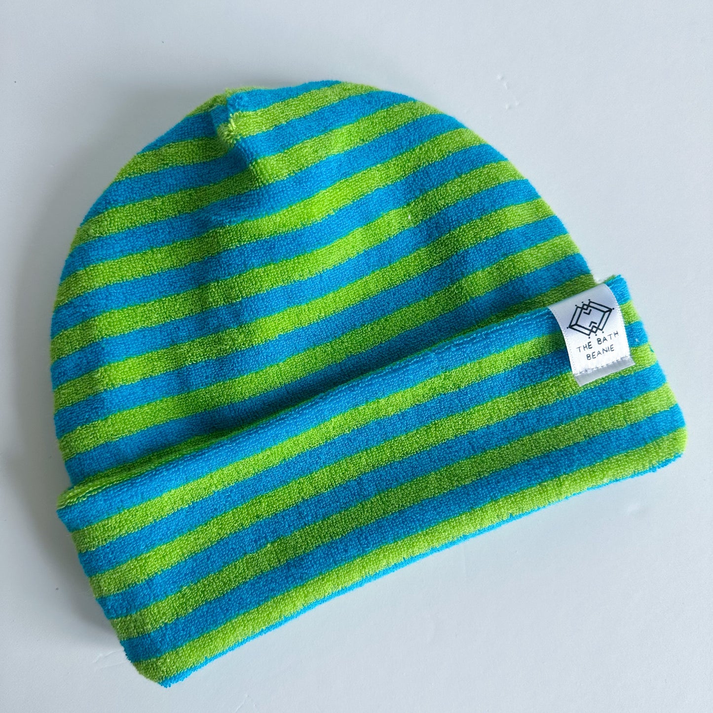 Turquoise & Green Stripe Bath Beanie