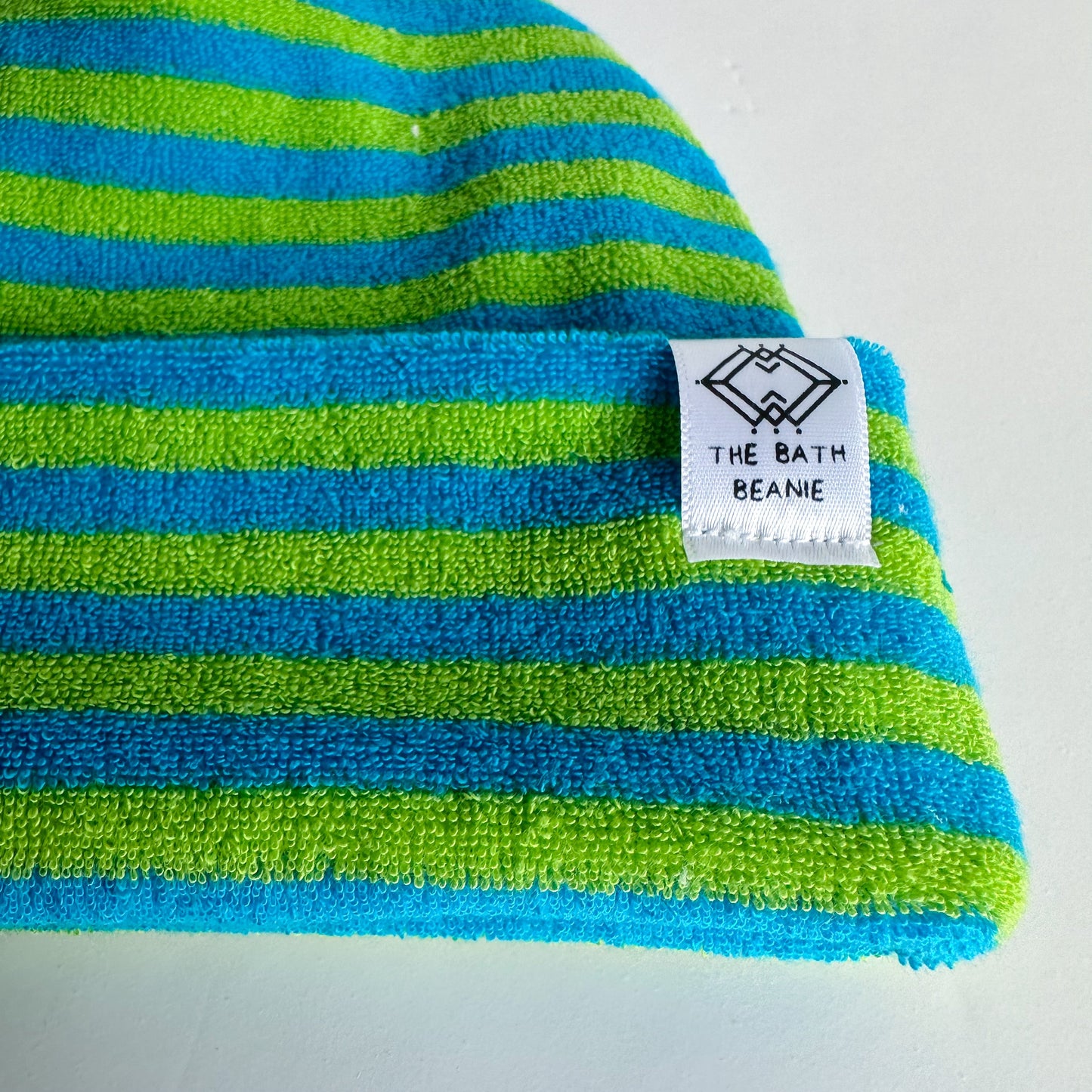 Turquoise & Green Stripe Bath Beanie