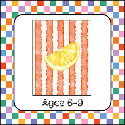 Fruit on Stripes Workshop (Ages 6-9) Thurs July 9th 10am-12pm