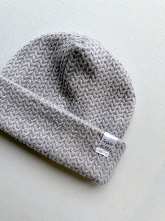 Lilac Herringbone Knit Beanie