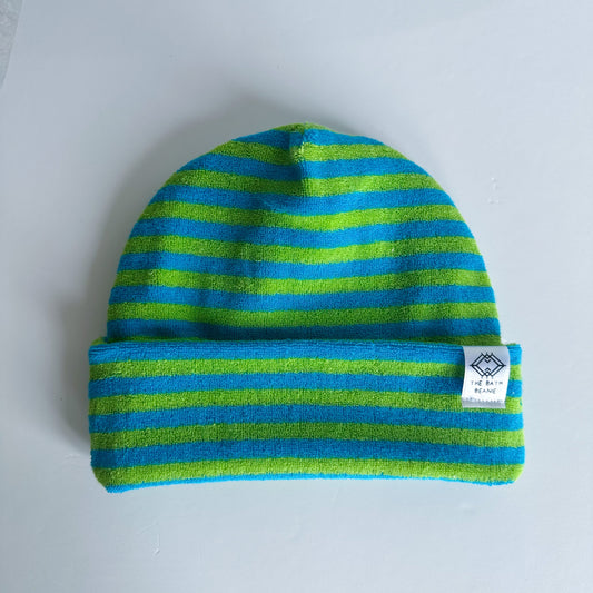 Turquoise & Green Stripe Bath Beanie