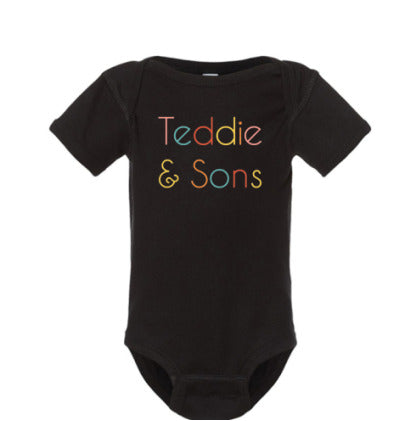 Baby Teddie & Sons Black Onesie