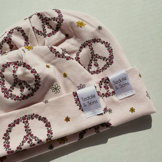 Floral Peace Sign Beanie